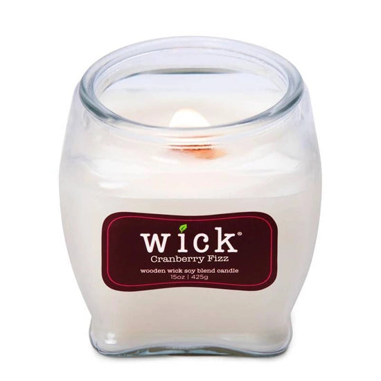 Colonial Candle - Wick Cranberry Fizz - sojablend geurkaars  425 gram. Geurkaars met brandende houten knisperlont. Lekker fruitig 