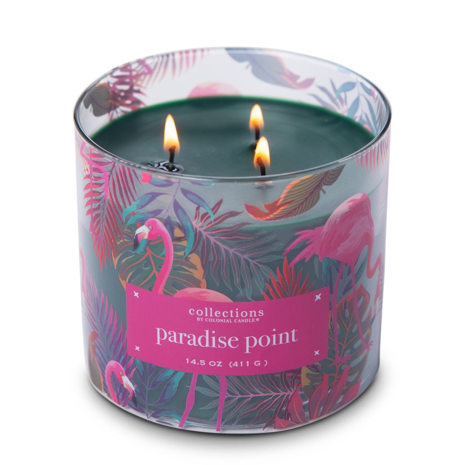 Colonial Candle - Travel Collection - Paradise Point - 411 gram  -  soja geurkaars - brandend - KAAARS.nl