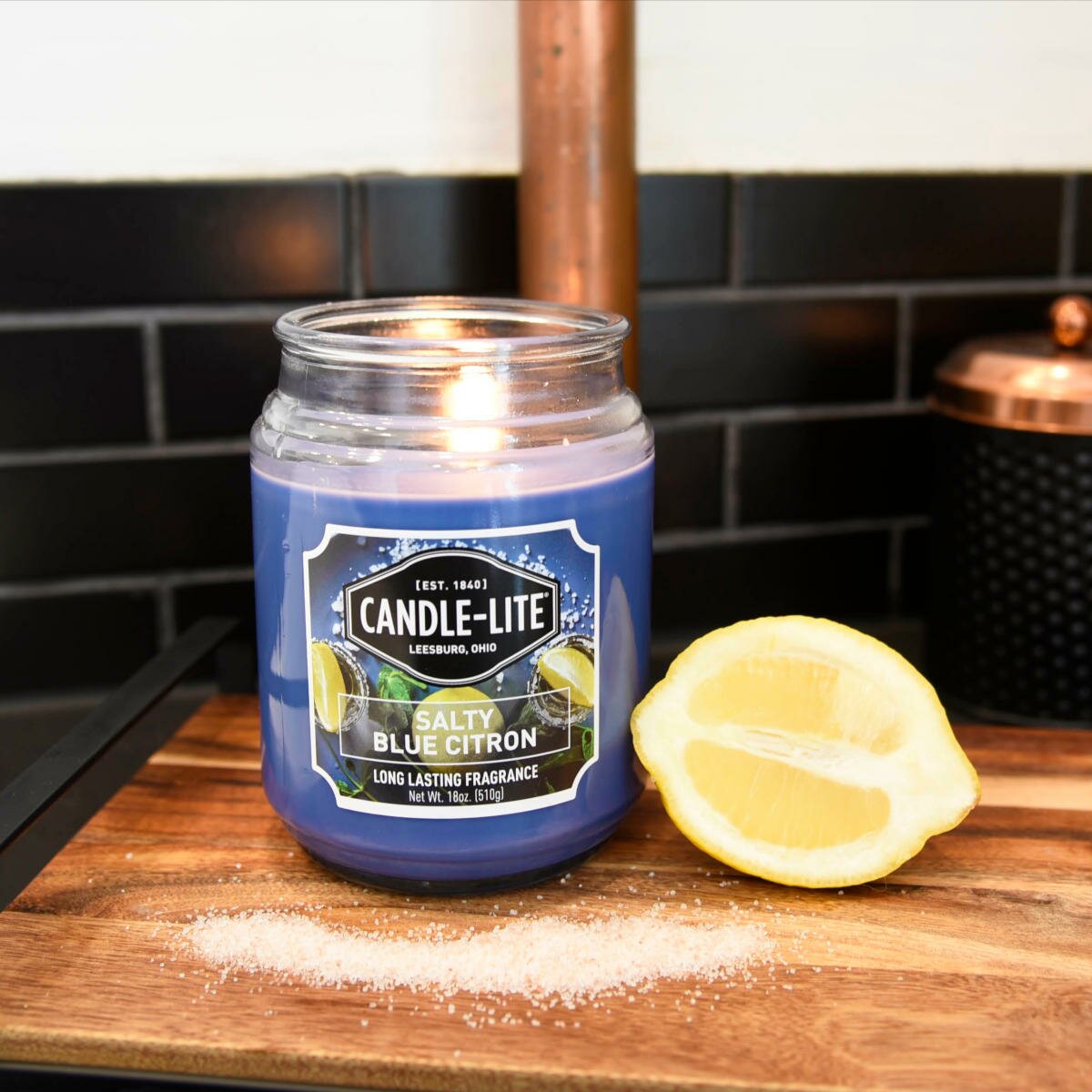 Candle-Lite - Salty Blue Citron - plantaardige geurkaars - grote pot- 510 gram