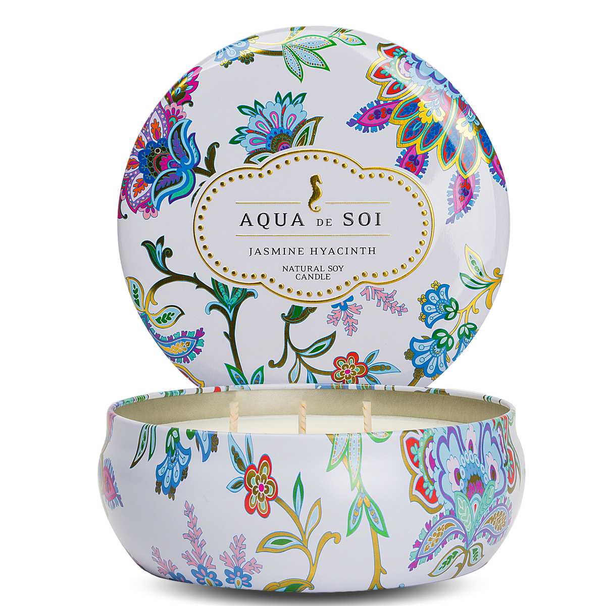 The SOi Company - Aqua de SOi – Jasmine - Hyacinth soja geurkaars in decoratief blik - 595 gram - KAAARS.NL