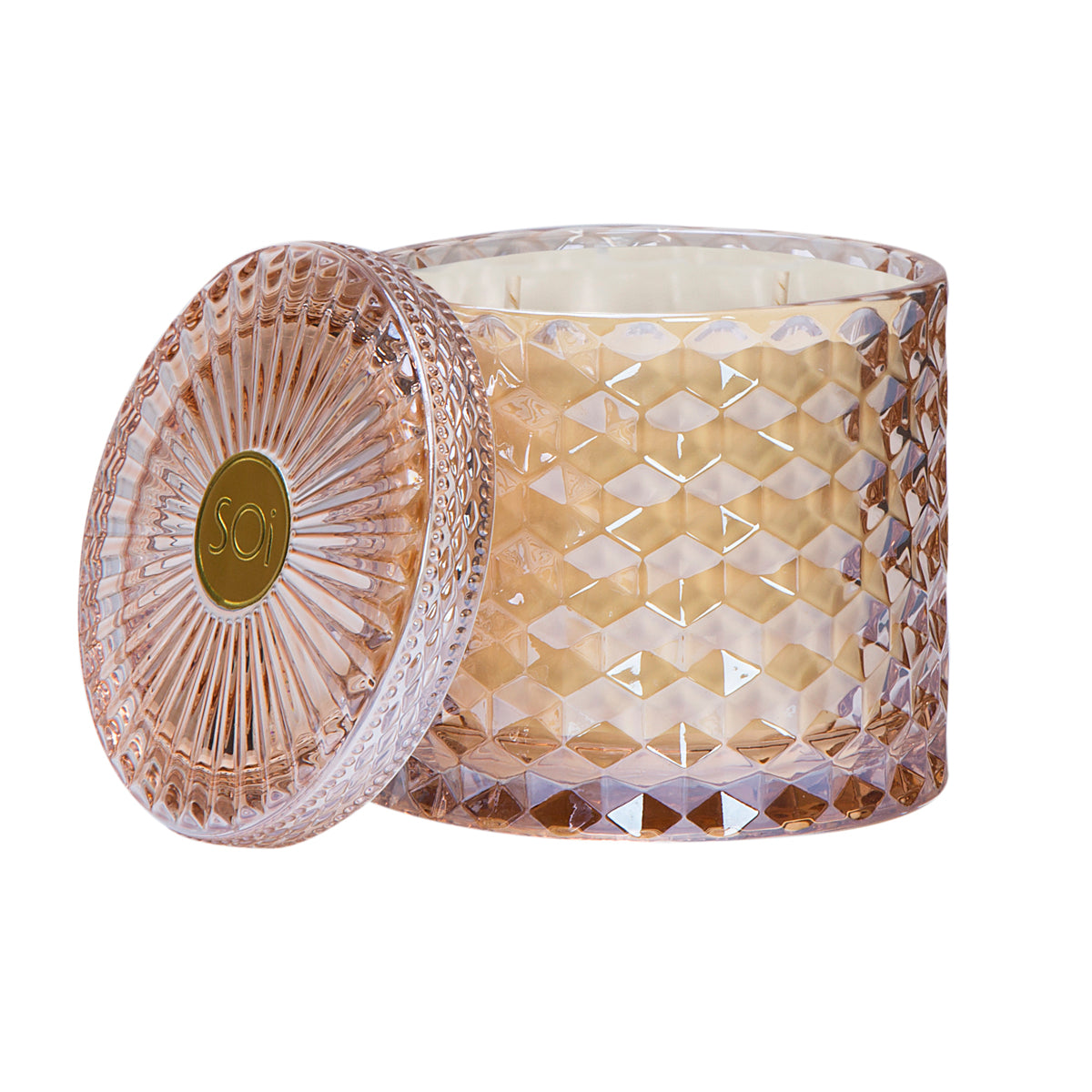 Shimmer Collection – Geurkaars in bewerkt glas Grand Shimmer – Alluring Amber – 425 gram